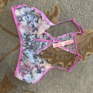 TWO VS Pink Lace bralettes
